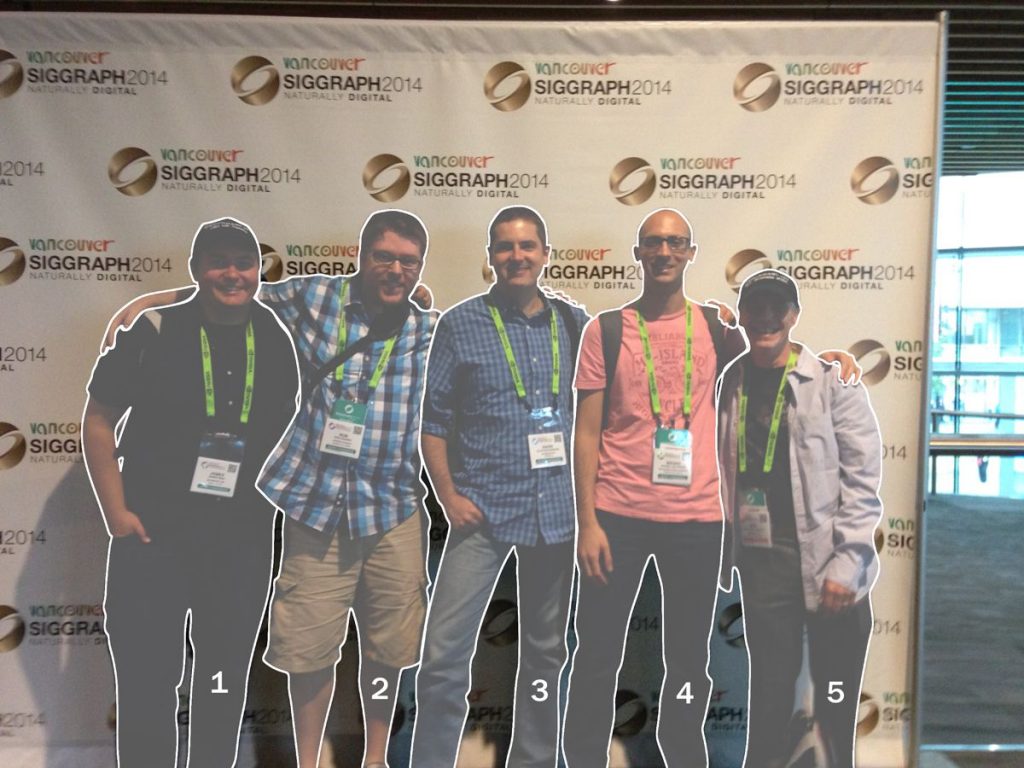 The Boundary team leaders at SIGGRAPH 2014. From left: James Pina, Rob Geddes, David Hackenburg, Magno Borgo, Nicholas Lambert.